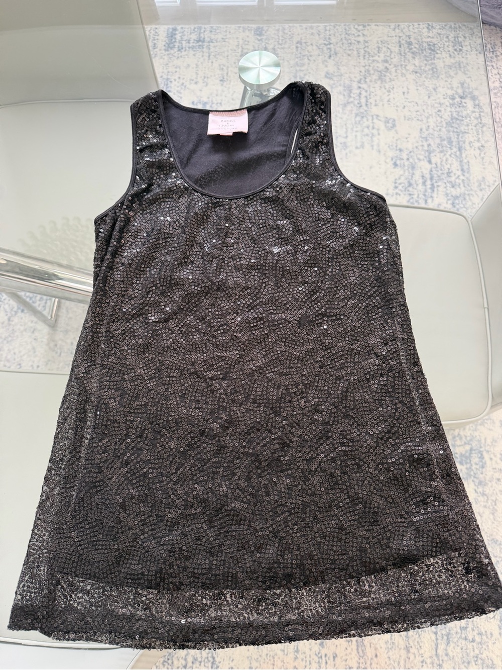 Romeo & Juliet Couture Black Sequin Sleeveless top